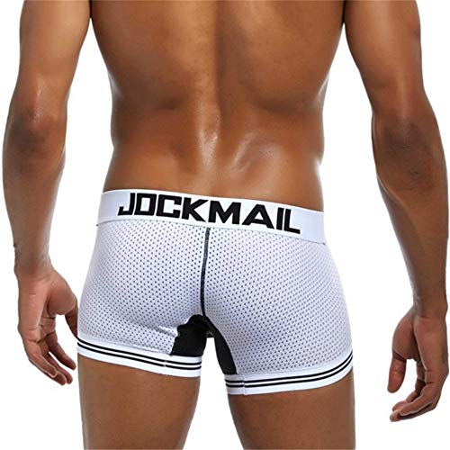 Sexy Boxers para Hombre Hombres Ropa Interior de Malla Sexy Calzoncillos Sexy Pantalones de algodón Troncos Boxer para Hombre de Las Bragas (M, Blanco)