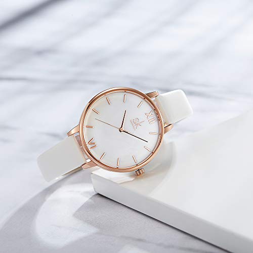 SHENGKE shengke señoras Reloj de Pulsera Creativas Mujeres Relojes Marca Reloj Mujeres Malla Vestido Reloj(K0056L-Rosegold-Shell Dial)