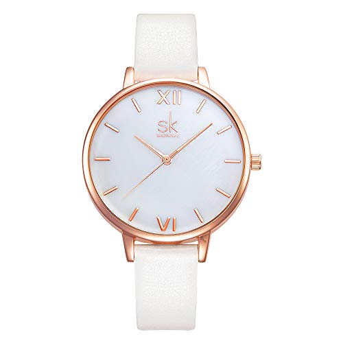 SHENGKE shengke señoras Reloj de Pulsera Creativas Mujeres Relojes Marca Reloj Mujeres Malla Vestido Reloj(K0056L-Rosegold-Shell Dial)