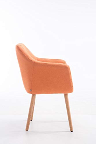 Silla De Visita Utrecht Tapizado En Tela I Silla De Comedor con Base De Madera I Silla De Salón Acolchada I Butaca Moderna Nórdica I Color:, Color:Naranja, Color del Marco:Natura