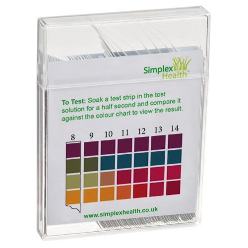 Simplex Health agua TIRAS REACTIVAS DE PH 0-14 AMPLIA GAMA & CUATRO Panel Universal para Ácido Alcalino PRUEBA, 100 strips - mejor que Tornasol Papel