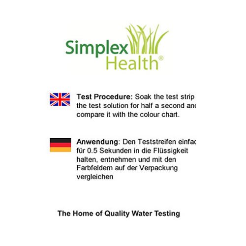 Simplex Health agua TIRAS REACTIVAS DE PH 0-14 AMPLIA GAMA & CUATRO Panel Universal para Ácido Alcalino PRUEBA, 100 strips - mejor que Tornasol Papel