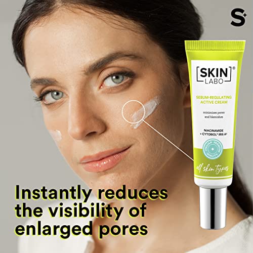 SkinLabo - Crema Activa Reguladora Del Sebo. Crema facial que regula la producción de sebo y combate los síntomas del acné. Para pieles mixtas o grasas. 30 ml.