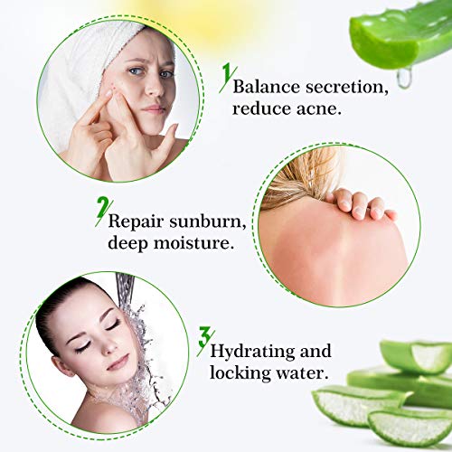 Skymore Aloe Vera Gel- Humectante Facial, Hidratante Gel de Aceite para el Control del Acné Corporales Y Quemaduras Solares