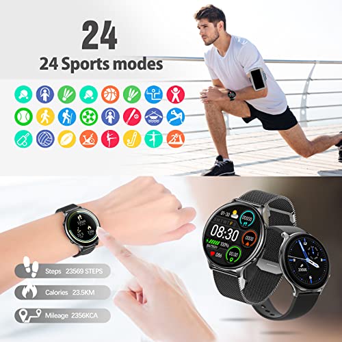 Smartwatch Hombre Mujer, Reloj Inteligente Hombre A Prueba de Agua IP68, Smart Watch 1.3”Táctil Completa con Caloría, SpO2, Menstrual Registro, Podómetro Pulsera Actividad Inteligente con iOS Android