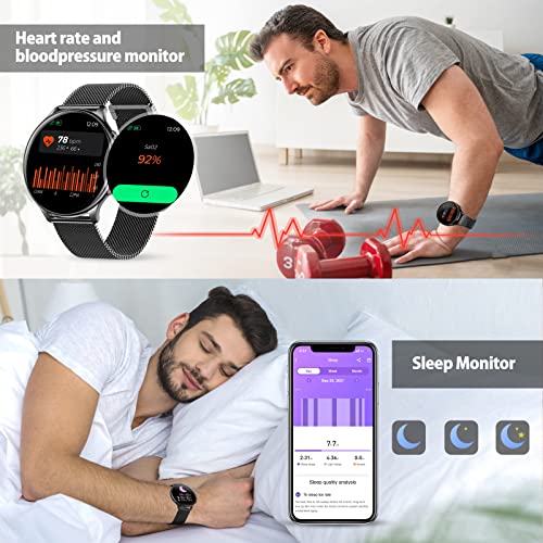 Smartwatch Hombre Mujer, Reloj Inteligente Hombre A Prueba de Agua IP68, Smart Watch 1.3”Táctil Completa con Caloría, SpO2, Menstrual Registro, Podómetro Pulsera Actividad Inteligente con iOS Android