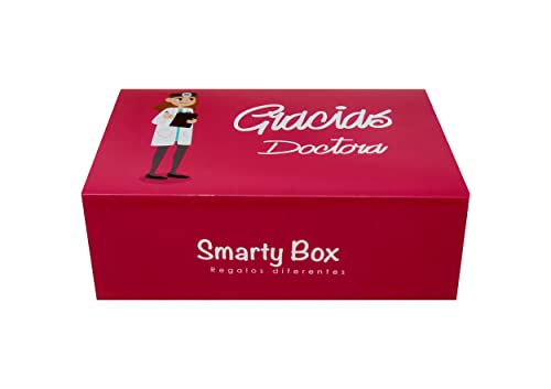 SMARTY BOX Regalo para Doctora, Regalo Original para Médico Mujer, Médica, Caja de Caramelos y Gominolas Sin Gluten, con Frases de agradecimiento, Golosinas Chuches, Chucherías Dulces