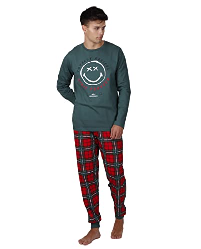 Smiley Pijama Manga Larga Tartan para Hombre