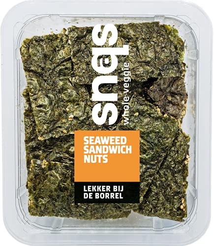 Snaqs Snacks salados Vegetarianos - alimentos deshidratados - Paquete mixto de snacks de algas crujientes, 4 Crisps de algas a la sal del mar, 3 Algas con nueces, 3 Algas con pimiento rojo 90292