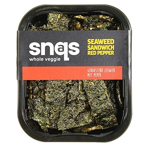 Snaqs Snacks salados Vegetarianos - alimentos deshidratados - Paquete mixto de snacks de algas crujientes, 4 Crisps de algas a la sal del mar, 3 Algas con nueces, 3 Algas con pimiento rojo 90292