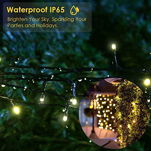 Solar Fairy String Lights Outdoor Waterproof, 33FT 100LEDs Updated Version 6hrs Timer Function Solar Powered String Lights for Christmas Garden Patio Party-(Warm White)