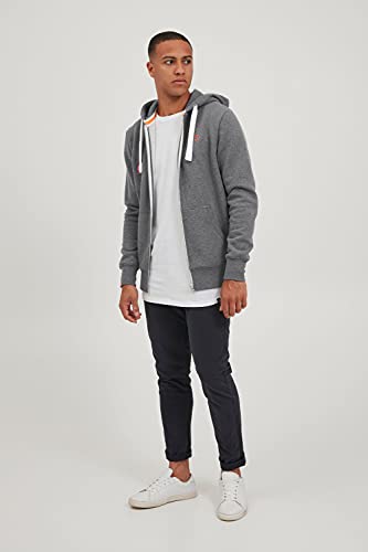 !Solid BennZip Chaqueta Sudadera con Capucha Hoodie para Hombre con Capucha con Cremallera con Forro Polar Suave Al Tacto, tamaño:L, Color:Grey Melange (8236)