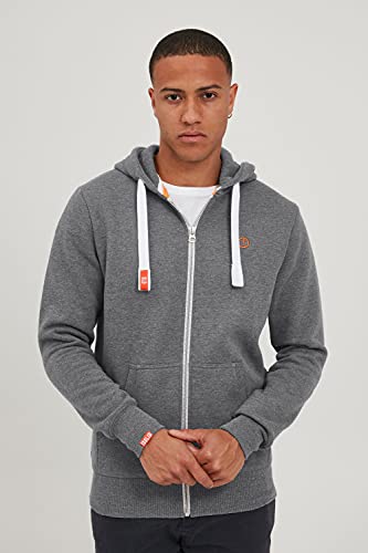 !Solid BennZip Chaqueta Sudadera con Capucha Hoodie para Hombre con Capucha con Cremallera con Forro Polar Suave Al Tacto, tamaño:L, Color:Grey Melange (8236)