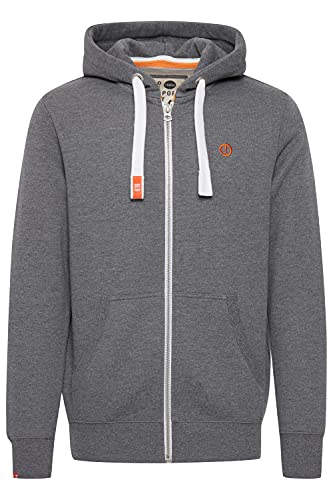 !Solid BennZip Chaqueta Sudadera con Capucha Hoodie para Hombre con Capucha con Cremallera con Forro Polar Suave Al Tacto, tamaño:L, Color:Grey Melange (8236)