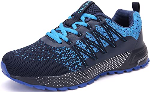 SOLLOMENSI Zapatillas de Deporte Hombres Mujer Running Zapatos para Correr Gimnasio Sneakers Deportivas Padel Transpirables Casual Montaña 40 EU H Azul