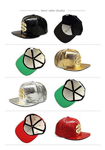 Sombrero de Hip Hop, Gorra de béisbol para Hombre con patrón de cocodrilo, Gorra Plana para Mujer y Gorra Ajustable, Gorra Plana de aleación de la Marca Dollar Tide (Cuatro Colores)，Sombrero Bijo