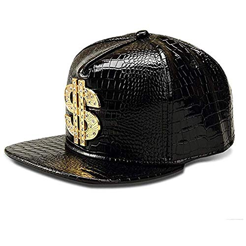 Sombrero de Hip Hop, Gorra de béisbol para Hombre con patrón de cocodrilo, Gorra Plana para Mujer y Gorra Ajustable, Gorra Plana de aleación de la Marca Dollar Tide (Cuatro Colores)，Sombrero Bijo