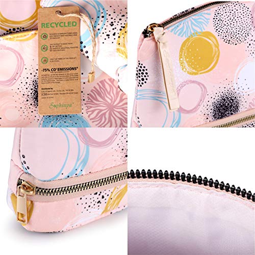 Sophinya Estuches de Maquillaje, Bolsa de Cosméticos de Poliéster 100% Reciclado, Estuches de Maquillaje, Bolsa de Aseo para Viaje, Organizador de Accesorios para Mujeres y Niñas - 24*18*6