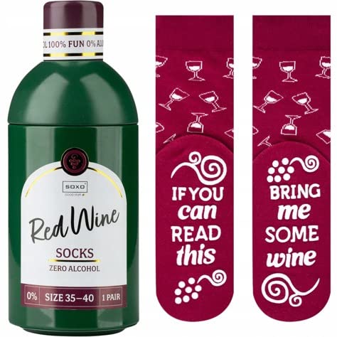 soxo Calcetines Divertidos Alcohol en una Botella para Mujer 35-40EU, Red Wine