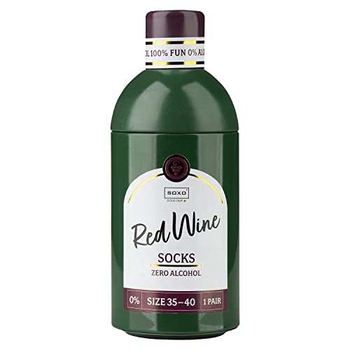 soxo Calcetines Divertidos Alcohol en una Botella para Mujer 35-40EU, Red Wine