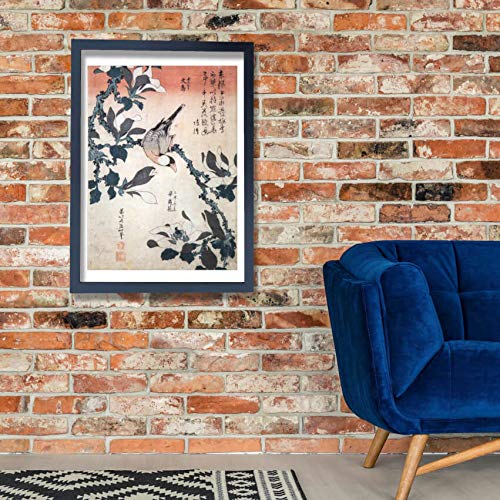 Spiffing Prints Katsushika Hokusai - Póster de Sparrow & Magnolia - Extra grande - Semi brillante - Impresión artística sin marco