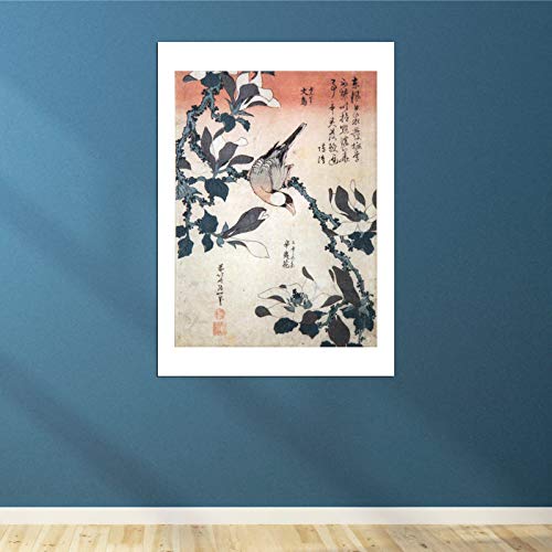 Spiffing Prints Katsushika Hokusai - Póster de Sparrow & Magnolia - Extra grande - Semi brillante - Impresión artística sin marco