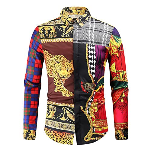 SSBZYES Camisas para Hombres Camisas De Manga Larga Camisas Florales para Hombres Estilo Retro De Palacio Impresión Digital Camisas De Manga Larga Camisas Informales para Hombres Tops para Hombres