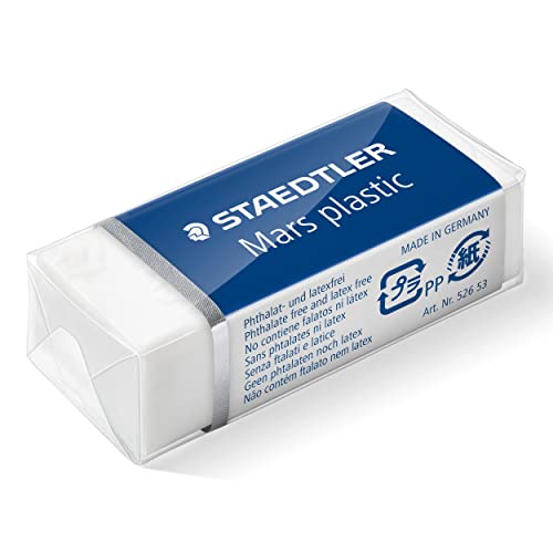 STAEDTLER Mars Plastic - Gomas de borrar (3 unidades), color blanco