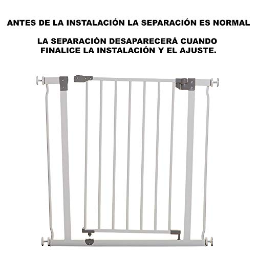 Star Ibaby - Barrera de Seguridad de niños para puertas y pasillos - Color blanco - Máxima Polivalencia de 65 a 91 cm - Incluye 2 Extensiones de 10 cm - Incluye Kit para Barandilla