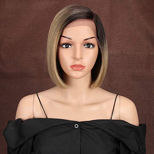 Style Icon Lace Front Wigs Peluca Sintética Bob De Frente De Encaje De 9"/23cm Pelucas Cortas Rectas Naturales De Calidad Para Mujeres Fibra Resistente Al Calor