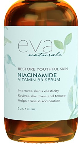 Suero de Vitamina B3 Niacinamida al 5% Eva Naturals (60 ml) - La Niacinamida Beneficia la Piel con su Increíble Propiedad Anti-Edad, Reduce Arrugas, Acné y Decoloración - con Ácido Hialurónico y Aloe