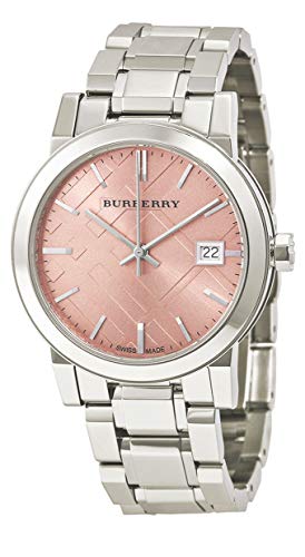 Suiza Rara Plata Rosa Fecha Dial 34mm Mujeres Acero Inoxidable Reloj De Pulsera La Ciudad BU9124