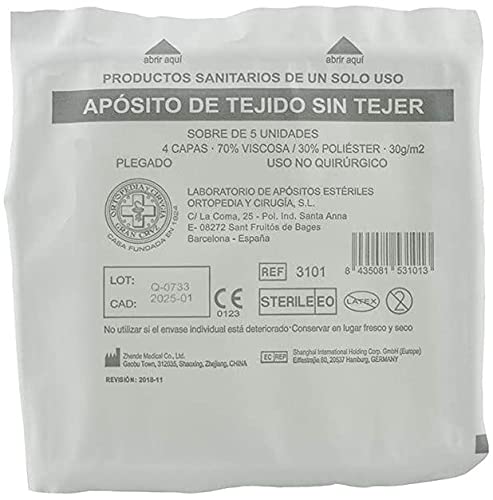 SUMEDTEC - 200 x Gasas estériles Suaves de Tejido no tejido para el cuidado de heridas suministros médicos de primeros auxilios 200 piezas