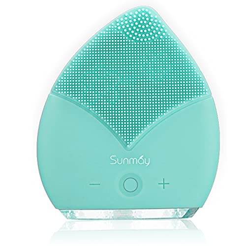 SUNMAY Leaf Sonic Limpiador Facial y Masajeador Facial Antienvejecimiento con Función de Memoria, Temporizador y Silicona Extra Suave para Esmalte y Exfoliación Facial (Azul Tiffany)