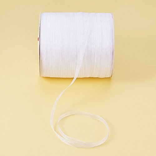 SUNNYCLUE 1 Rollo 1/4 "500 yardas/rollo Sparkle Sheer cinta de organza para la decoracion festiva Artesania de bricolaje Artes y jardin, Blanco