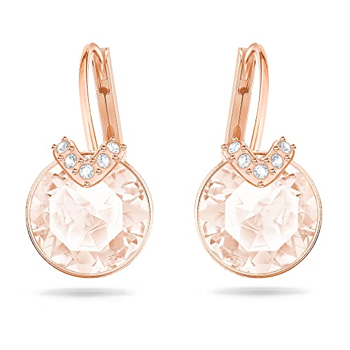 Swarovski Bella V Pendientes, Redondo, Rosa, Baño tono oro Rosa