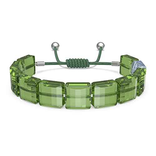 Swarovski Letra Pulsera, Trébol, Verde, Baño de rodio