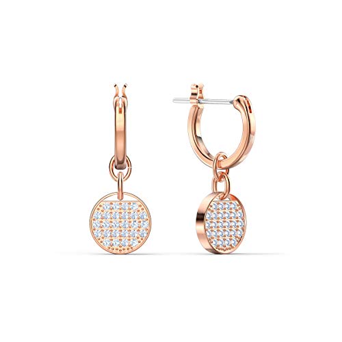 Swarovski Pendientes de aro Ginger, Blanco, Baño tono oro Rosa