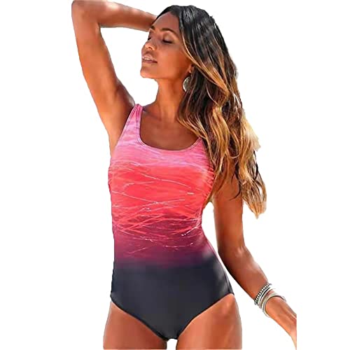 Sweetneed chida yi bañador mujer push up moderno,traje de baño una pieza mujer con control de abdomen sensual Cuello en V Profundo bañador reductor halter espalda descubierta Verano Vacaciones Playa