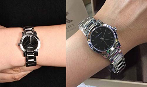 Swiss Rare Silver Dial Negro 26mm Mujeres Acero Inoxidable Reloj de Pulsera La Ciudad BU9201