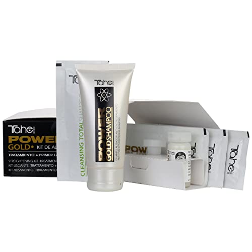 Tahe Power Gold Mask Kit Profesional De Alisado Individual (tratamiento + Primer Lavado) Sistema Anti-frizz, color Blanco, 6 Unidad, 100 ml