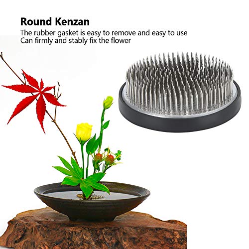 TAKE FANS Práctico Japonés Forma Redonda Flor Kenzan Arreglo Titular Aguja Pin Accesorios Acero Inoxidable Aguja