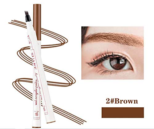 Tattoo Eyebrow Pen, 4 Puntos Microblading Para Cejas, Lápiz Para Cejas, Crea Un Maquillaje Profesional Duradero, Cejas Impermeables de Aspecto Natural Eyebrow Pen (2#Marrón)