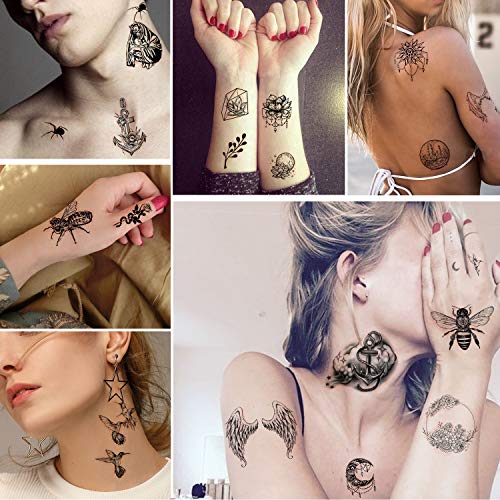 Tatuajes Temporales 60 Hojas - Tatuaje falso Pequeño Resistente al Agua, Fores, Coronas, Estrellas, Animales, Mariposas, Colección, Tatuajes para Niños, Adultos, Hombres y Mujeres.