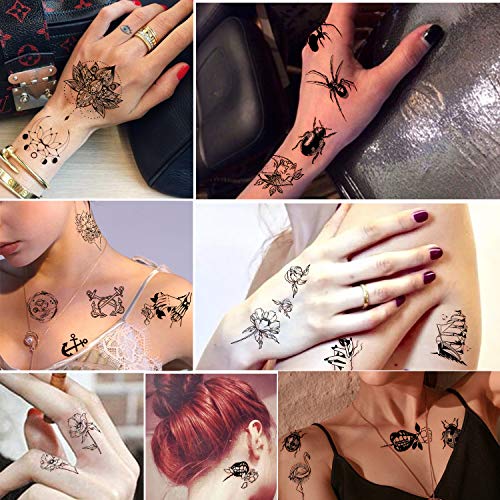 Tatuajes Temporales 60 Hojas - Tatuaje falso Pequeño Resistente al Agua, Fores, Coronas, Estrellas, Animales, Mariposas, Colección, Tatuajes para Niños, Adultos, Hombres y Mujeres.