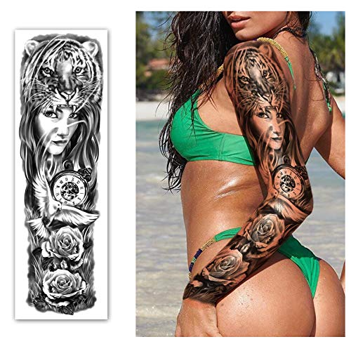 Tatuajes Temporales de Brazo Completo, 8 Hojas y Medio Brazo, Tatuajes Falsos, 8 Hojas, Pegatinas de Tatuaje Extragrandes Impermeables para Hombres y Mujeres o Adultos