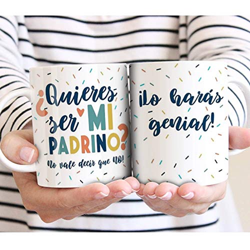 Taza personalizada ¿quieres ser mi padrino? también modelo Madrina