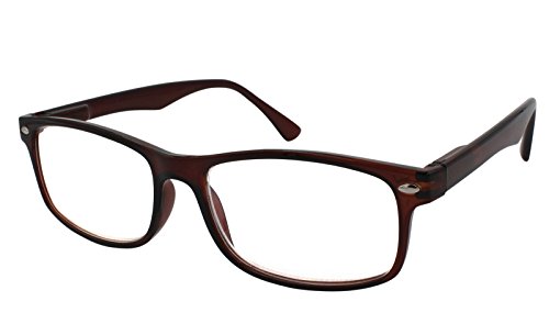 TBOC Gafas de Lectura Presbicia Vista Cansada - Graduadas +1.00 Dioptrías Montura de Pasta Marrón Diseño Moda Hombre Mujer Unisex Lentes de Aumento para Leer Ver de Cerca Patillas Bisagras Resorte