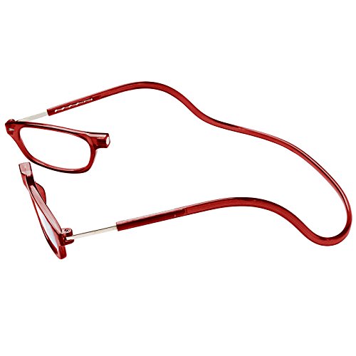 TBOC Gafas de Lectura Presbicia Vista Cansada – Montura Burdeos Graduadas +2.50 Dioptrías Hombre Mujer Regulables Imantadas Magnéticas Plegables Lentes Aumento Leer Ver Cerca Cuello Cierre Imán