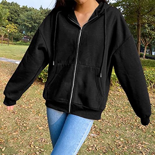 TBSCWYF Sudadera Mujer con Capucha Hoodie Caliente y Esponjoso para Otoño Invierno Talla Grande Tops con Cremallera Pullover Suelto Mujer Sudadera Borreguito Suéter Jersey con cordón